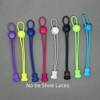 1 чифт еластични кръгли връзки без вратовръзка, Мързеливи бързи пружинящие еластични гумени връзки за обувки за бягане 100 см Детски обувки за възрастни