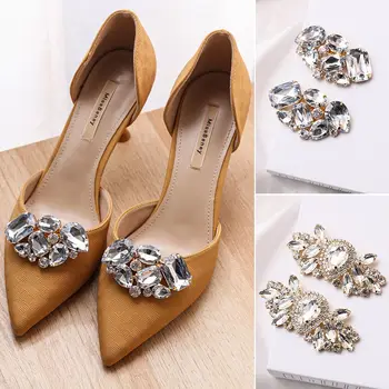 1 чифт сватбени обувки Украса клипове за обувки на високи токчета женски бижута за булката с кристали лъскави декоративни клипове с красива катарама