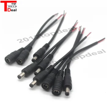 10 ~ 100 двойки конектори за постоянен ток с ключалката на замъка, кабел с дължина 15 см, адаптер за постоянен ток 5,5 x 2,1 мм конектор тип 
