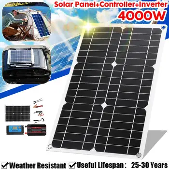 18 В 20 W Соларен панел 4000 W Инвертор за Зареждане на батерията 12/24 В Система за производство на електроенергия Комплект администратора Пълно Слънчево енергийна система