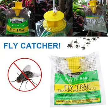 2 бр. торба за анемонии, еднократно ловец на мухи, капан за насекоми, Градински градинска подвесная сгъваема капан за мухи, аттрактант за вредители