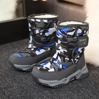 2022 Зимни детски обувки от плюшени водоустойчива материя, нескользящая обувки за момичета, зимни ботуши с гумени подметки, модни топли улични детски обувки