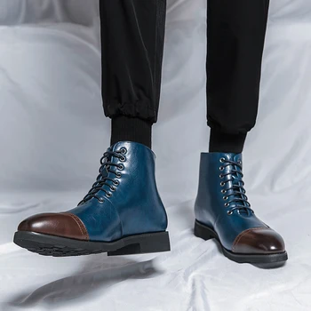 2022 Модни мъжки обувки с висок берцем и остри пръсти, размер 38-46