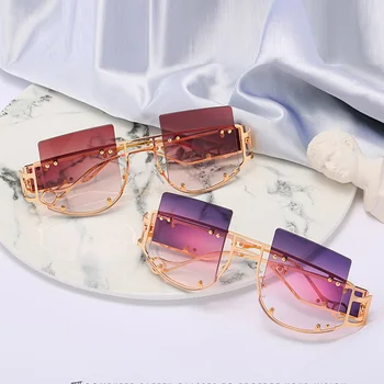 2023, дамски слънчеви очила с кухи лещи, квадратни маркови дизайнерски мъжки слънчеви очила, слънчеви очила градиентной рамки очила с големи рамки за жени UV400
