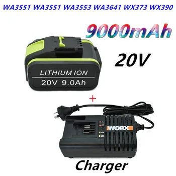 20V 9.0 Ah Взаимозаменяеми Worx 20V Max Литиево-йонна батерия WA3551 WA3551.1 WA3553 WA3641 WX373 WX390 Акумулаторна батерия Инструмент