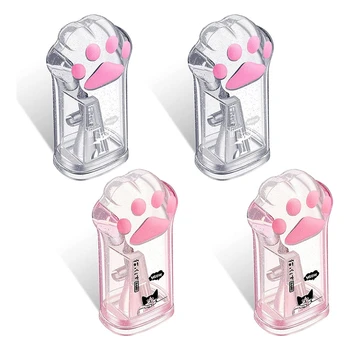 4 опаковки сладък острилки за котешки нокти, ръчна острилка Kawaii, детска острилка за котешки нокти, канцеларски материали с калъф розово и сиво на цветя