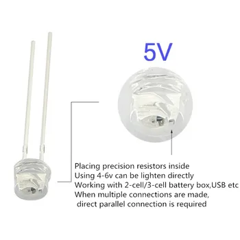 5V 12v LED 5 мм 3 мм топчета SMD f5 f3 шапка кръгла лампа dip диоди USB авто светлина бял червен зелен син жълт чип 50шт