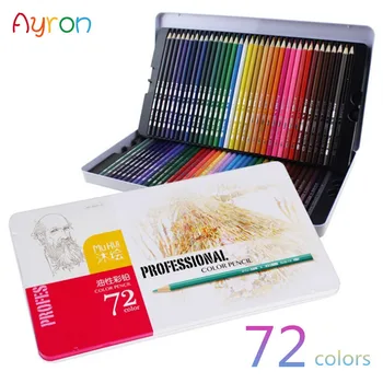 72 Цвят, Професионален набор от маслени моливи Lapis De Кр за рисуване, Лидице кутия за скици, учебни материали за художествена школа