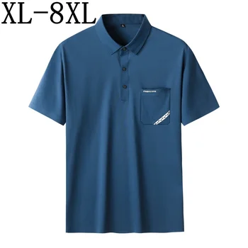 7XL 8XL 6XL 2023, нова лятна делова риза с къси ръкави, с високо качество, Мода За дишащи мъжки ризи поло с джоб
