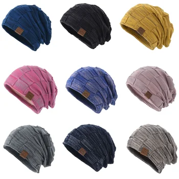 9 Цвята, мъжки и дамски вязаная шапчица-бини, зимна шапка с череп, зимни вълнена топла шапка, шапка