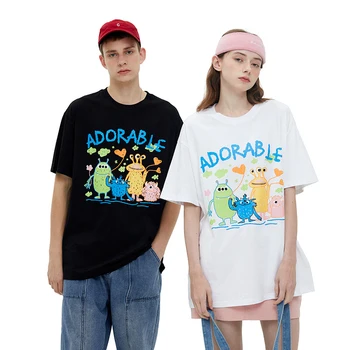 ASHLIMO/Летни нови цветни тениски с шарени графити, мъжки и дамски блузи с къс ръкав и анимационни принтом, градинска облекло с къси ръкави