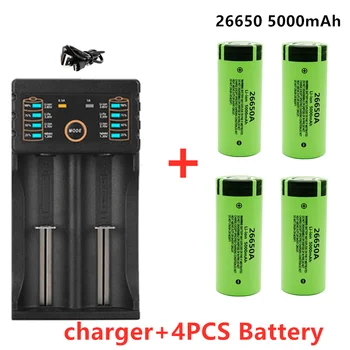 Bateria100%originaldealtaqualidade,bateria26650mah,5000v,50a de íon de lítio recarregável para lanterna led 26650a + carregador