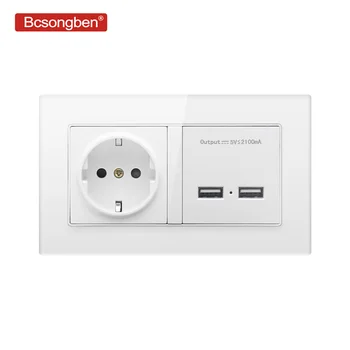 Bcsongben контакт с usb Двоен USB порт Стенен Адаптер, Зарядно устройство за Зареждане 2A Стенен Адаптер за Зарядно устройство ЕС Изход 146*86
