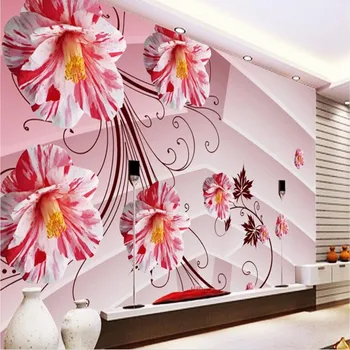 beibehang Персонализирани тапети по поръчка на големи цветя 3D HD TV фон тапети за стени спални
