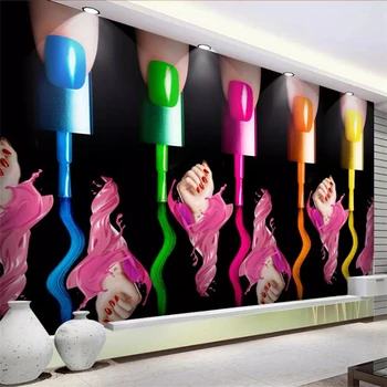 beibehang Потребителски тапети 3d creative козметика за салон за красота, инструменти за дизайн на ноктите, монтиран на стената дизайн нокти, грим, лак за нокти, 3D тапети