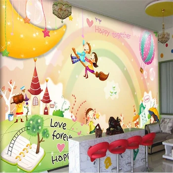 beibehang тапети за стени Мультяшная илюстрация снимка на детската стая детската градина wallbackgrou селски гора живопис с маслени бои телевизор
