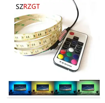 DC5V USB led лента 5050 Водоустойчива RGB led лампа Гъвкав 50 cm, 1 m, 2 M, се добавят 3 17-ключ на дистанционното управление за фоново осветление на телевизора