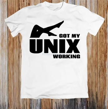 Got My Unix Работна тениска Унисекс фланелка по-високо качество, мъжки брандираната тениска мъжка тениска с кръгло деколте, летни тениски