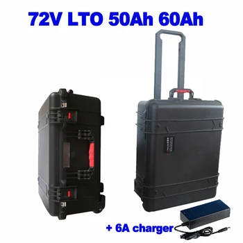 LTO 72v 50AH 60Ah литиево-титанатный батерия 80A BMS с дълъг срок на служба 20000 цикъла Антикварен Колата е нов енергиен авто мотокар мотокар + зарядно устройство 6A