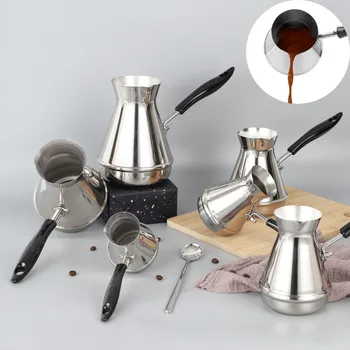 Mock-гърне от неръждаема стомана с дълга дръжка Европейския кана за кафе и за топене на масло Кафе, посуда и прибори Турски кана за кафе Кухненски Инструменти