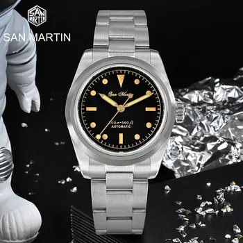 San Martin 37 мм Луксозни мъжки автоматичен часовник ретро C3 с светящимся сапфир 200 м Водоустойчива спортни мъжки часовник за гмуркане NH35