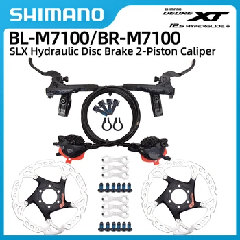 SHIMANO DEORE XT SLX M7100 2-бутален спирачка на МТБ За Планински Велосипеди, Хидравлични Дисков спирачка 900/1600 мм Дисков спирачен ротор-RT66/RT76