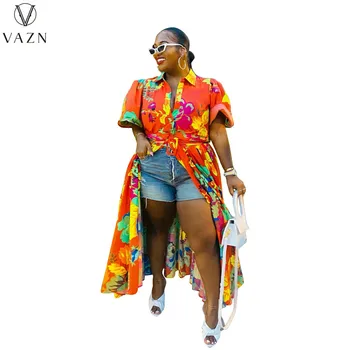 VAZN 2022, Пролетно новост в африканския Стил, Дамска Мода, уличен всекидневен стил, връхни Дрехи с къс ръкав и ревери, Однобортная ежедневни връхни дрехи