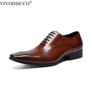 VIVODSICCO/ Висококачествени обувки-Oxfords, мъжки обувки-броги, Бизнес Модела обувки дантела в стил Бълок, Мъжки Официалната Обувки, Големи Размери