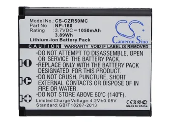 Батерия за фотоапарат Casio NP-160 Exilim EX-ZR50 EX-FC500 EX-ZR55 EX0-ZR60 EX-ZS220 1050 ма/3,89 Wh Цвят черно 3,70 В