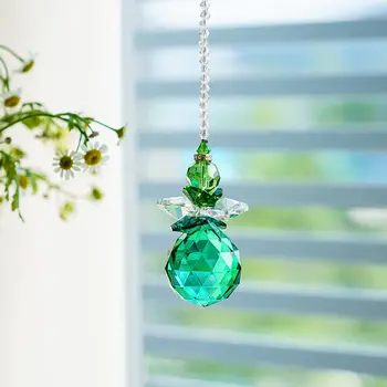 Верига Camal 1 зелена 30 мм кристална топка, окачен ангел-ловец на слънцето, дъгата създател, украса-попечител за полилеи, домашен интериор прозорци