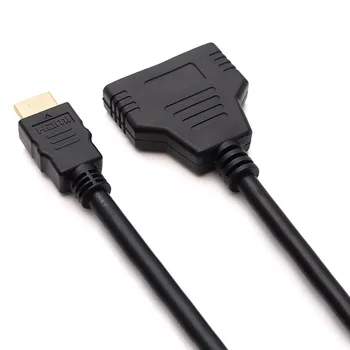 Висококачествен HDMI-съвместими 1 Щекер за двойна HDTV 2 щепсела Y-Образен кабел-Сплитер Адаптер 1 2 Изхода Конвертор, Свързващ кабел 500 бр./лот
