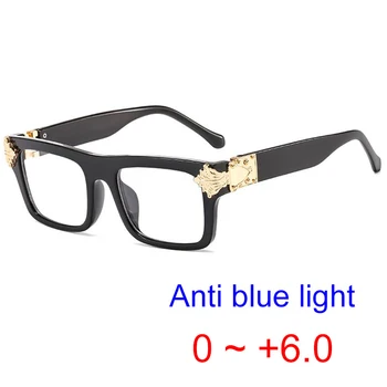 Готови Черни Очила за четене със синя светлина, женски Мъжки Очила с Квадратни рамки, Очила за Далекогледство, Очила с диоптриями по рецепта от 0 до + 6,0