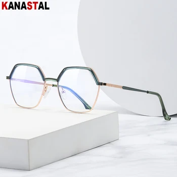 Дамски Очила с защита от синя светлина, модерен двуцветен компютърни очила в метални рамки, мъжки слънчеви очила по рецепта на лекар