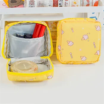 Дамски чанта за съхранение на тампони, мультяшная мини-хигиенни водоустойчива чанта за тоалетни принадлежности, пътни косметичка, чанта за грим, Кабел за предаване на данни