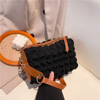 Дамски чанти с прости модерен плиссированным капак, корейската дамска чанта с ципове под мишниците, дамски кожени чанти през рамо дамски чанти през рамо