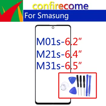 За Samsung Galaxy M01S M21S M31S Замяна на обектива с докосване на екрана в предната част на стъклен плот външен LCD дисплей