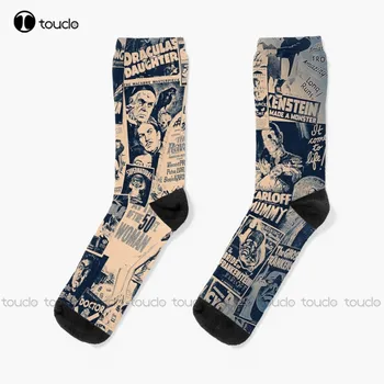 Известните чудовища на Бела Лугоши Борис Карлофф Чорапи на ужасите мъжки Чорапи Черни Коледен Подарък За Нова Година Улични Чорапи За Скейтборд Пъстри