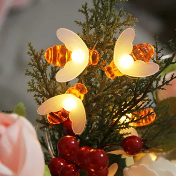 Коледни Преливащи Струнни Светлини Bee Night Light LED Закрит 1,5 М Меден Проводник Празнична Парти на Нова Година Спалня Декорация на Дома