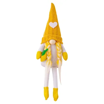 Летни декоративни аксесоари, жълта вязаная куклата без лице, Лимонена кукла с подвешенной крак, жълт набор от пури в ограничени бройки на бижута