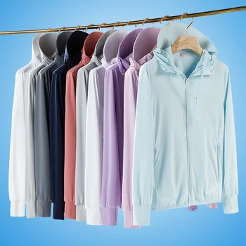 Летни свръхлеки покритие с uv защита UPF 50 +, горна дреха с качулка и затеняющими полета, мъжки ветровка, ежедневни якета за двойки