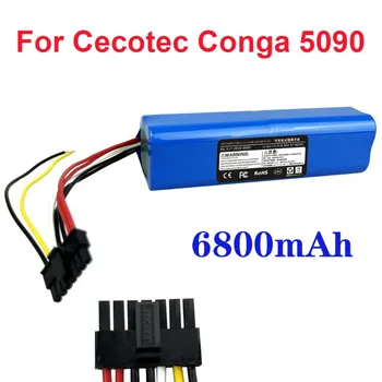 Литиево-йонна батерия с капацитет 6800 mah за Cecotec Conga 5090 5490, Аксесоари за робота-прахосмукачка, резервни части