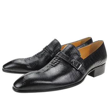 Лоферы, нов стил, удобни мъжки обувки с принтом крокодилска кожа, всекидневни монашески колан, обувки за бизнесмени, Sapato Social Masculino