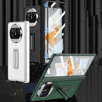 Луксозен кожен калъф Huawei Капитан X3 калъф магнитен държач за защита на електрически вериги Твърд пластмасов калъф с предно стъкло