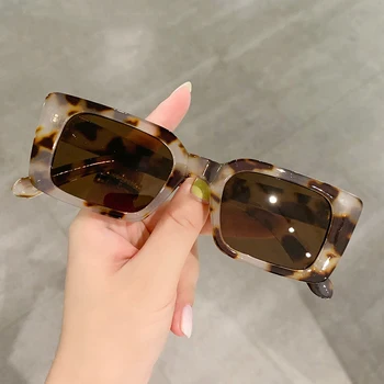 Луксозни маркови дизайнерски квадратни слънчеви очила за жени, за мъже, трендови слънчеви очила, модерен реколта класически панковские леопардовые пътни очила с UV400