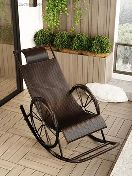 Лятото складное стол за почивка на балкона, обедната почивка, люлеещ се Стол за възрастни, оплетка ширити, свободно и леко, готино стол за мързеливи
