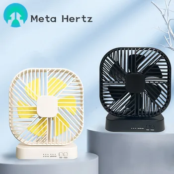Магнитни мини вентилатор Meta Hertz Настолен вентилатор, захранван с батерии тип АА, която се презарежда от USB, стоящ електрически вентилатор с регулиране на 90 ° за домашния офис
