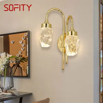 Модерен стенен лампа SOFITY, кристално стенни лампи, led, с монтиран на стената лампа за помещения, златни луксозни бижута за спални, хол, Офис