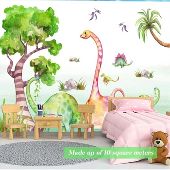Мультяшные стенни тапети с динозавром, Детска стая, Детска Спалня, боядисани стени, подвижни PVC-стенопис 