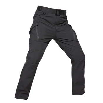 Мъжки дебели флисовые панталони IX9 Softshell, зимни военни тактически панталони, ловни флисовые панталони-карго, мъжки водоустойчив бойни панталони