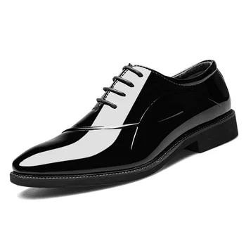 Мъжки кожени обувки големи размери, нестандартен 2023 г., бизнес модела обувки, мъжки ежедневни обувки, обувки за сватба дантела, модни универсална мъжки обувки